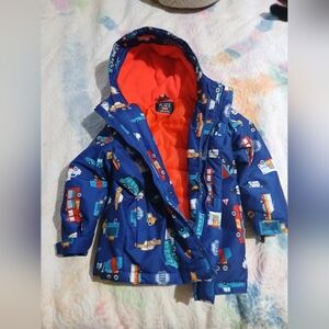 The Children's Place Bright Orange and Blue Puffer Jacket W‎ Hood . Sz.5T